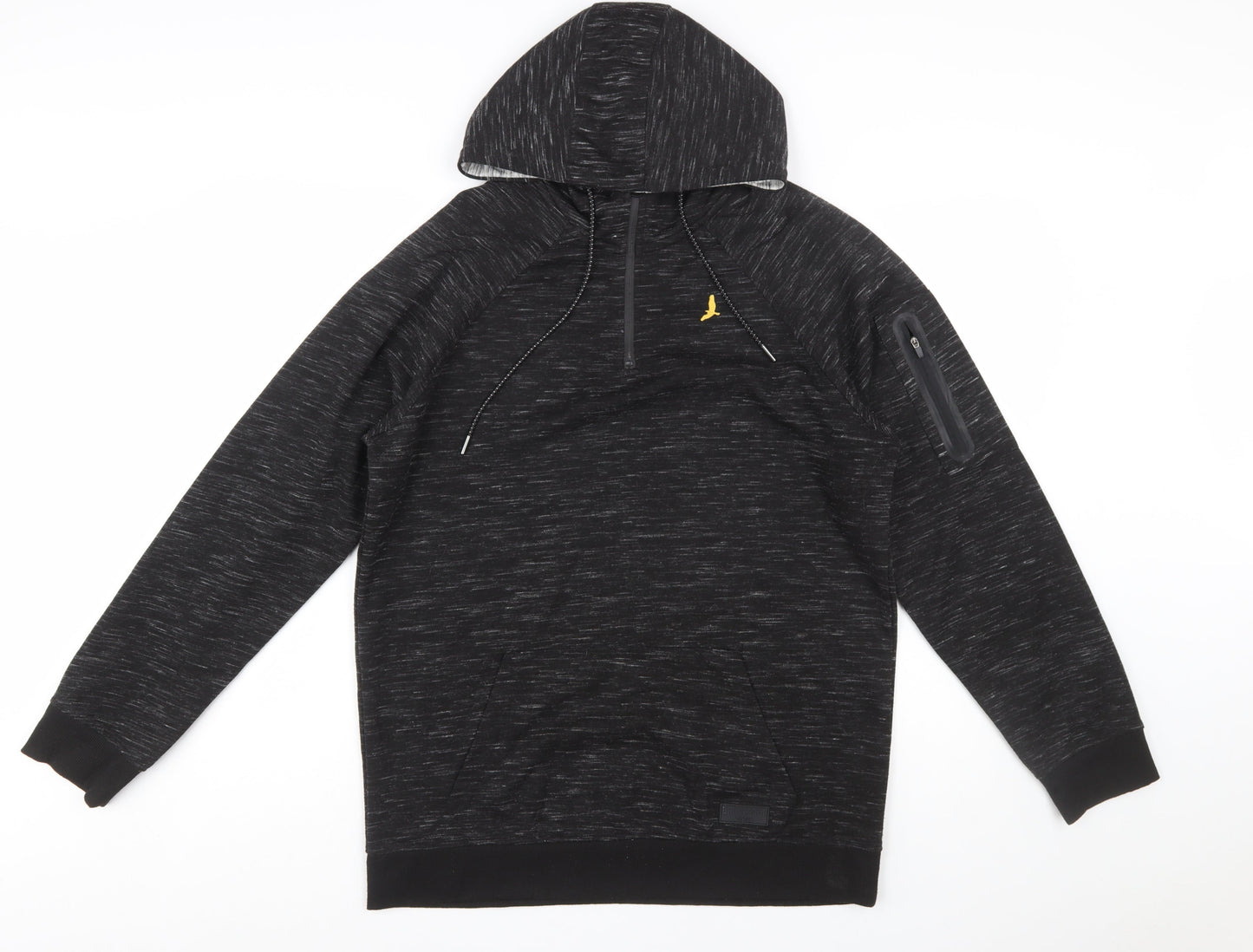 Brave Soul Men's Black Pullover Hoodie L Regular Fit 1/4 Zip