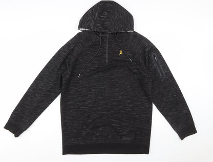 Brave Soul Men's Black Pullover Hoodie L Regular Fit 1/4 Zip