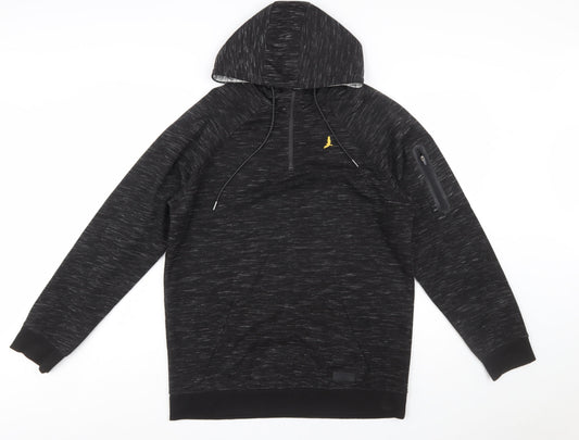 Brave Soul Men's Black Pullover Hoodie L Regular Fit 1/4 Zip