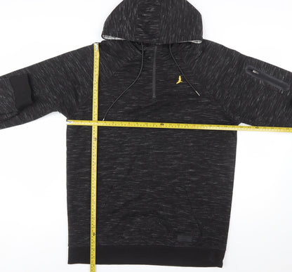 Brave Soul Men's Black Pullover Hoodie L Regular Fit 1/4 Zip
