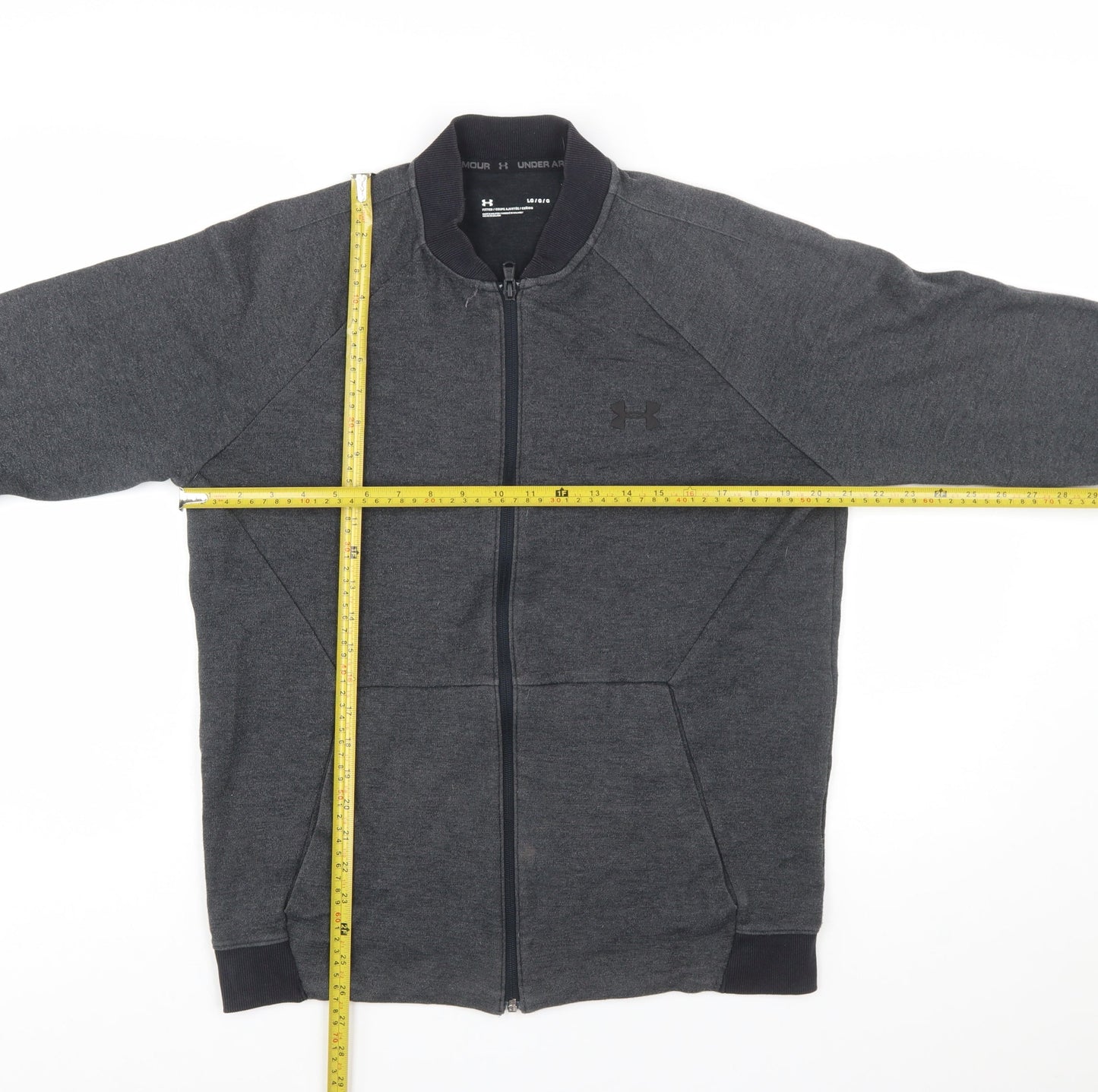 Under Armour Men's Dark Grey Full Zip Sweatshirt Size L Fitted