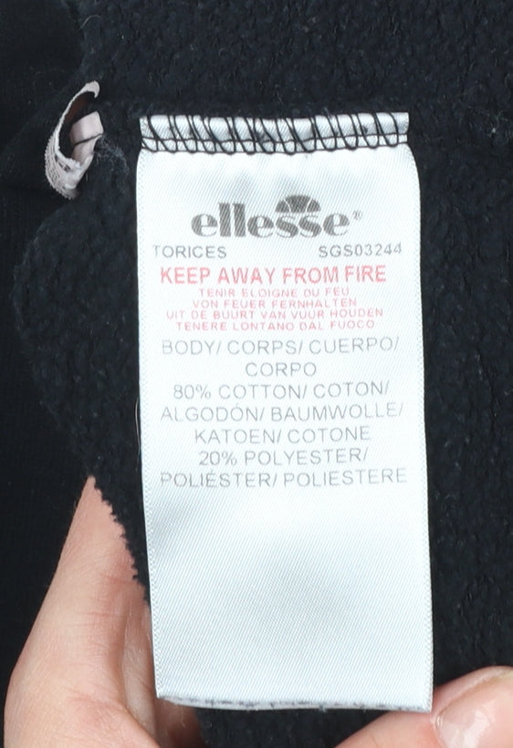 Ellesse Womens Black Hooded Pullover Hoodie Size 20 Cotton Blend