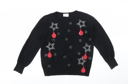 Wallis Women’s Petite Black Rhinestone Christmas Jumper M