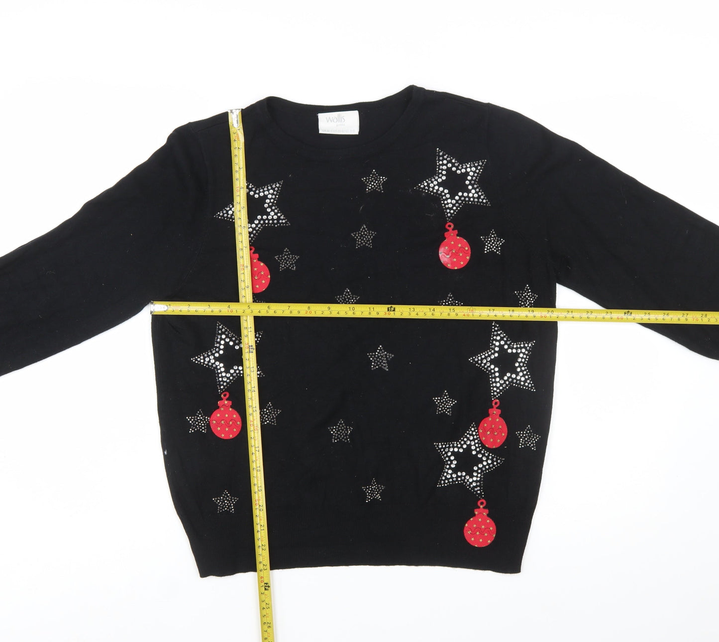 Wallis Women’s Petite Black Rhinestone Christmas Jumper M