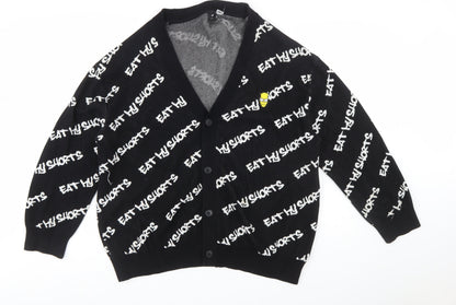 H&M Men Black XL Bart Simpson Eat My Shorts Cardigan