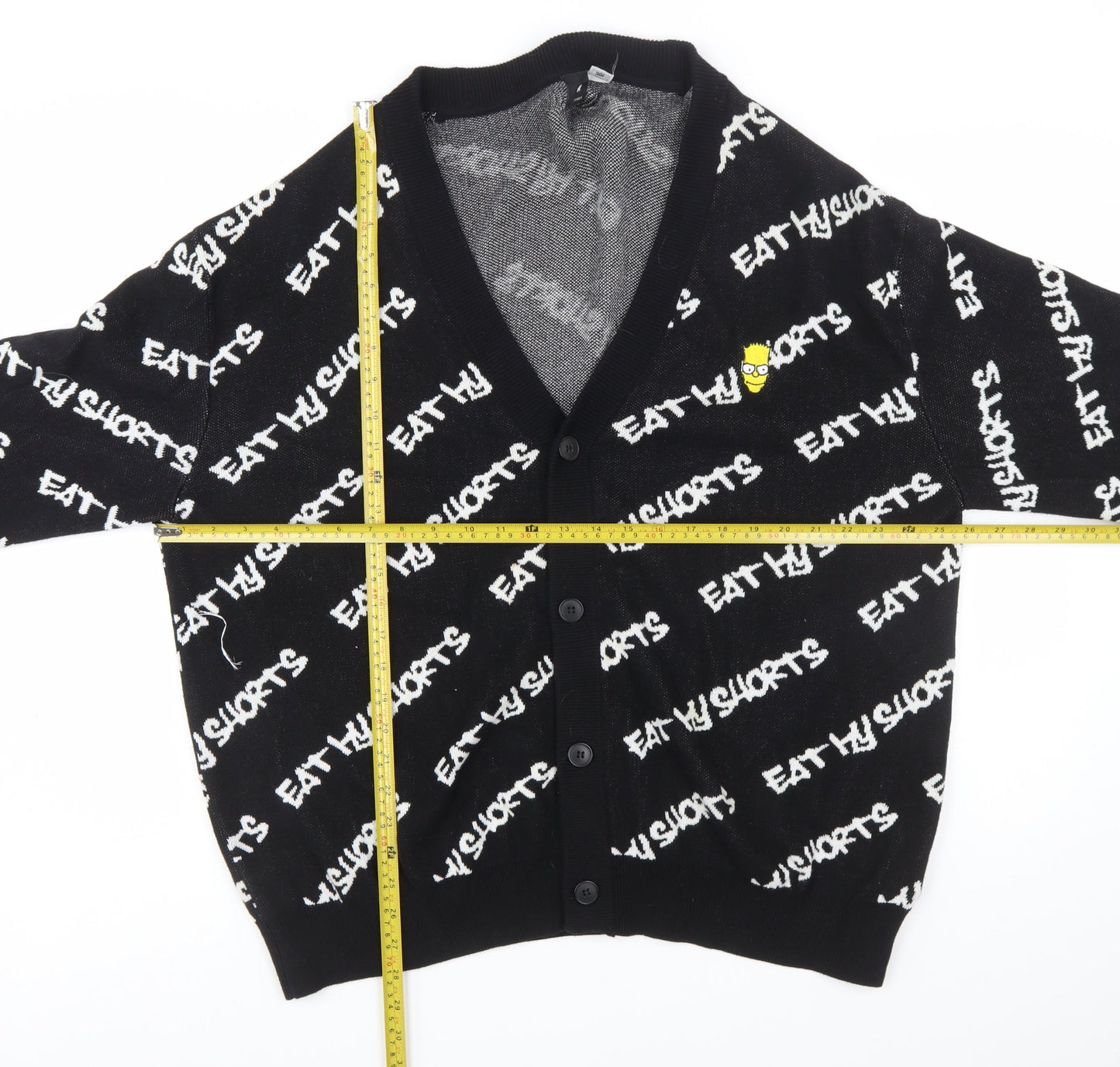 H&M Men Black XL Bart Simpson Eat My Shorts Cardigan