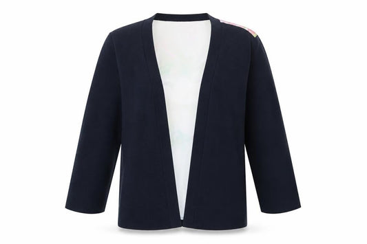Ted Baker Womens Navy Floral Back Open Cardigan Size S Cotton Silk Blend