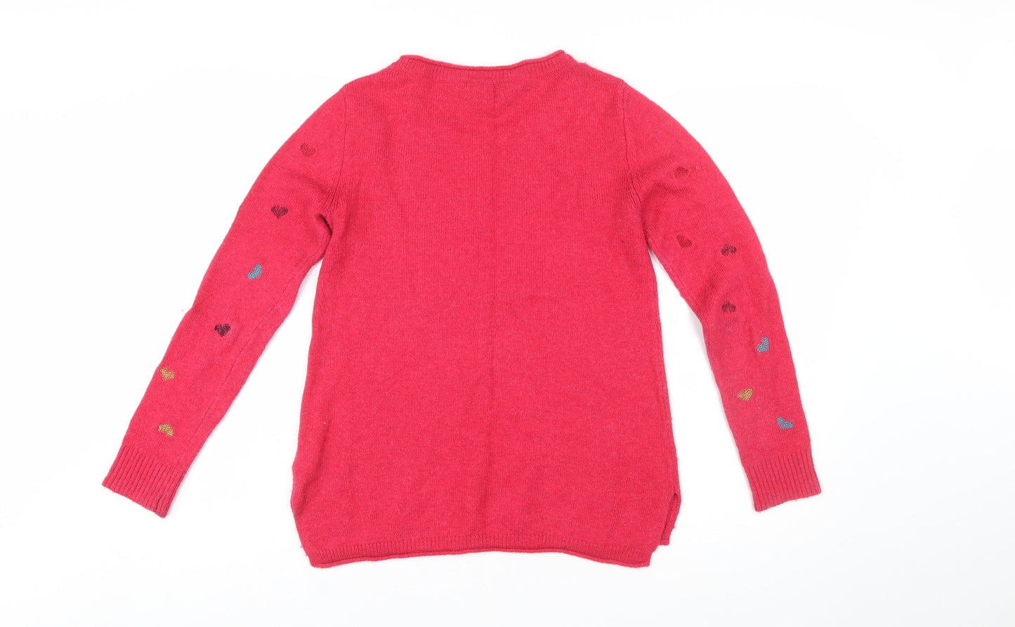 White Stuff Women’s Pink Heart Wool Cashmere Crew Neck Jumper Size 10