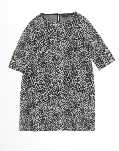 Dorothy Perkins Women’s Black Leopard Print Shift Dress Size 16