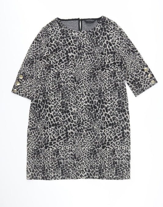 Dorothy Perkins Women’s Black Leopard Print Shift Dress Size 16