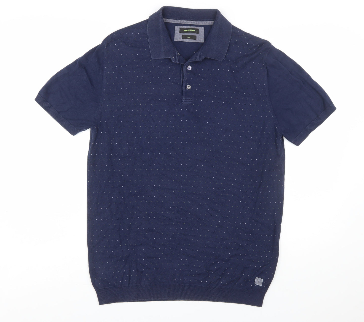 Remus Uomo Men's Blue Slim Fit Cotton Polo Shirt L