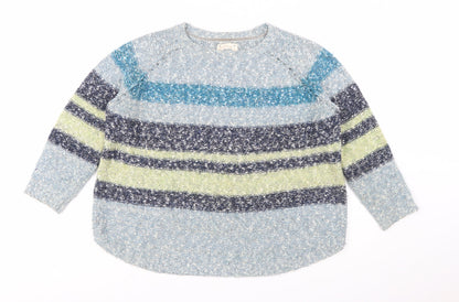 Mantaray Women’s Blue Striped Chunky Knit Pullover Jumper Size 20