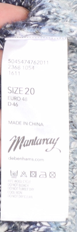 Mantaray Women’s Blue Striped Chunky Knit Pullover Jumper Size 20