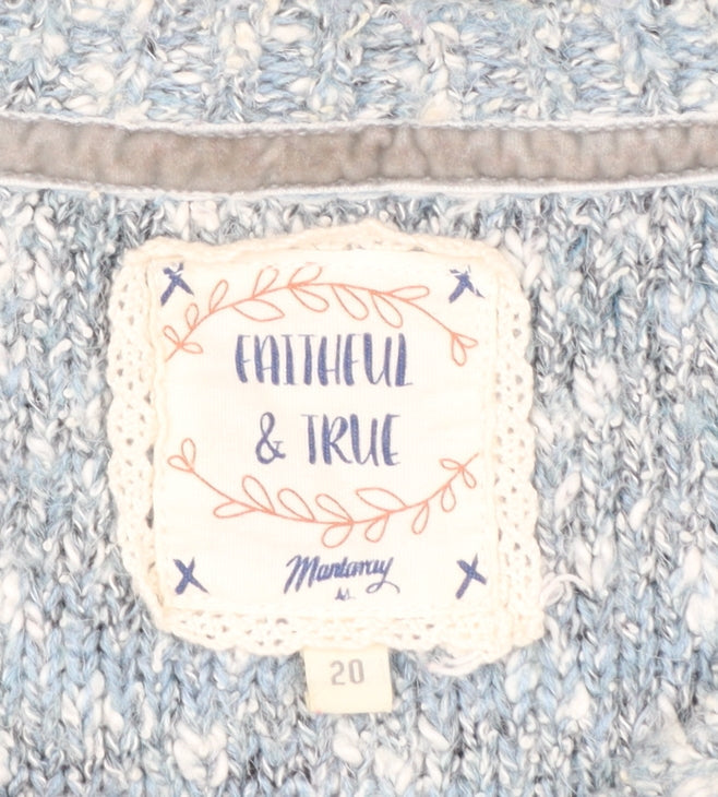 Mantaray Women’s Blue Striped Chunky Knit Pullover Jumper Size 20