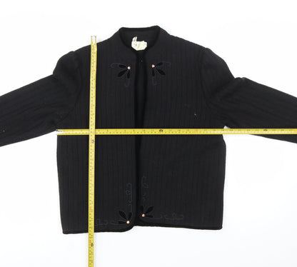 Bellino Women's Black Wool Blend Embroidered Cardigan Size 12