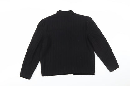 Bellino Women's Black Wool Blend Embroidered Cardigan Size 12