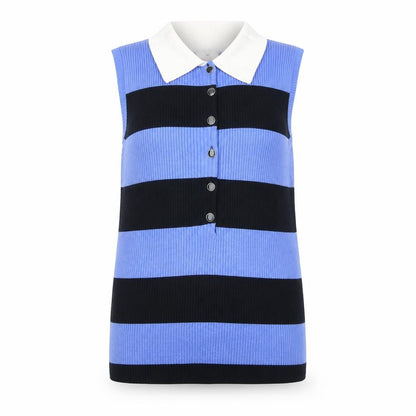 Marks & Spencer Women’s Blue Striped Collared Sleeveless Button-Up Top Size 16