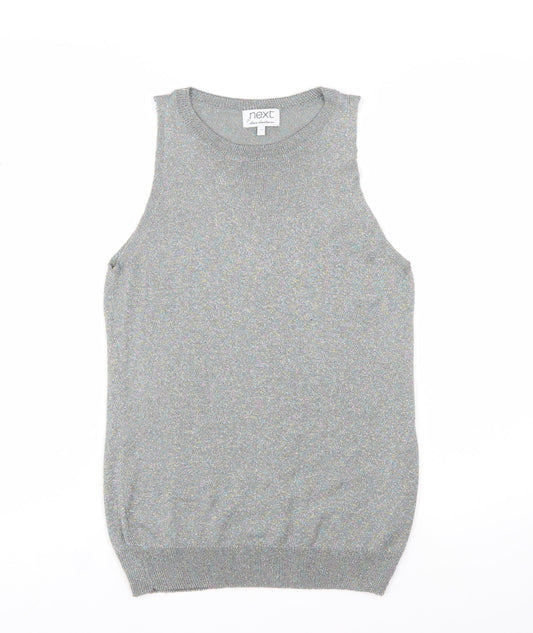 Next Women Silver Sleeveless Knit Vest Jumper Size 12