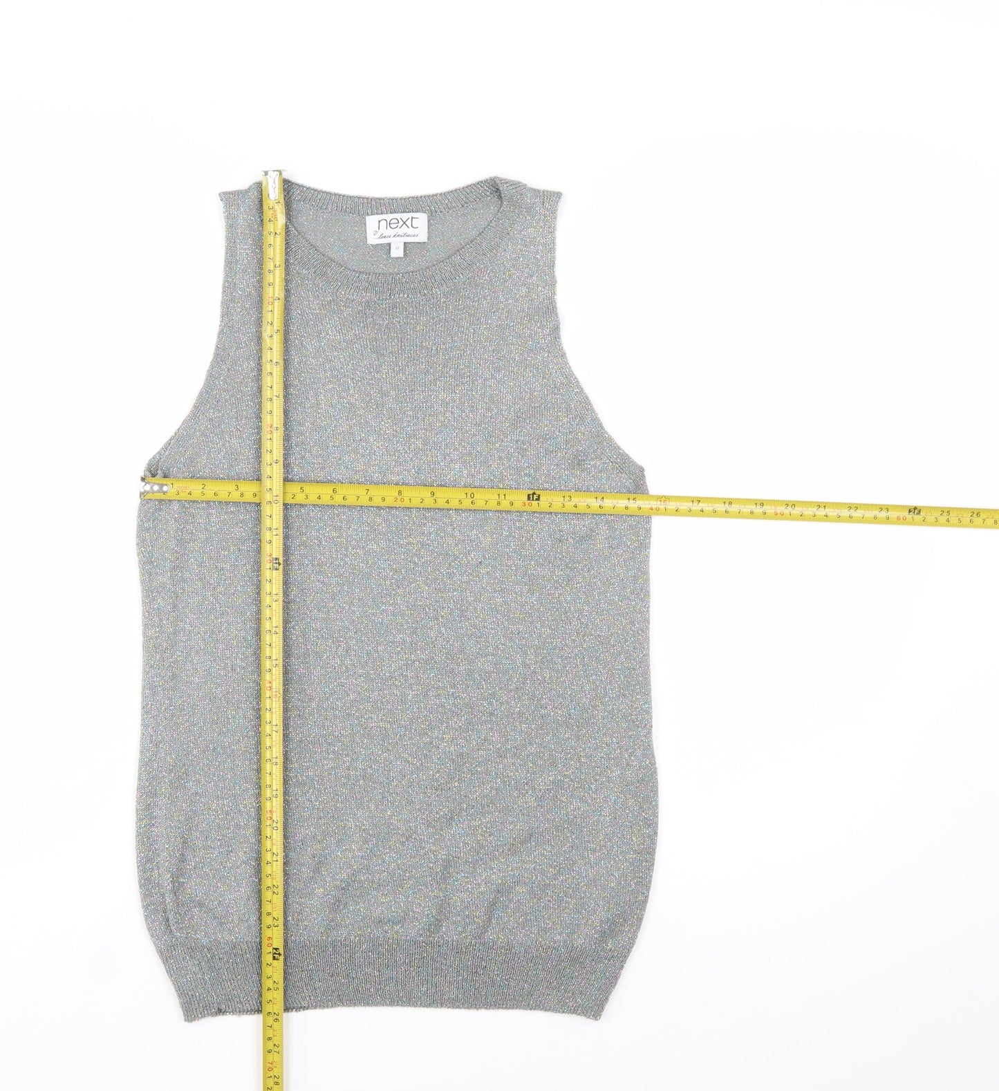 Next Women Silver Sleeveless Knit Vest Jumper Size 12