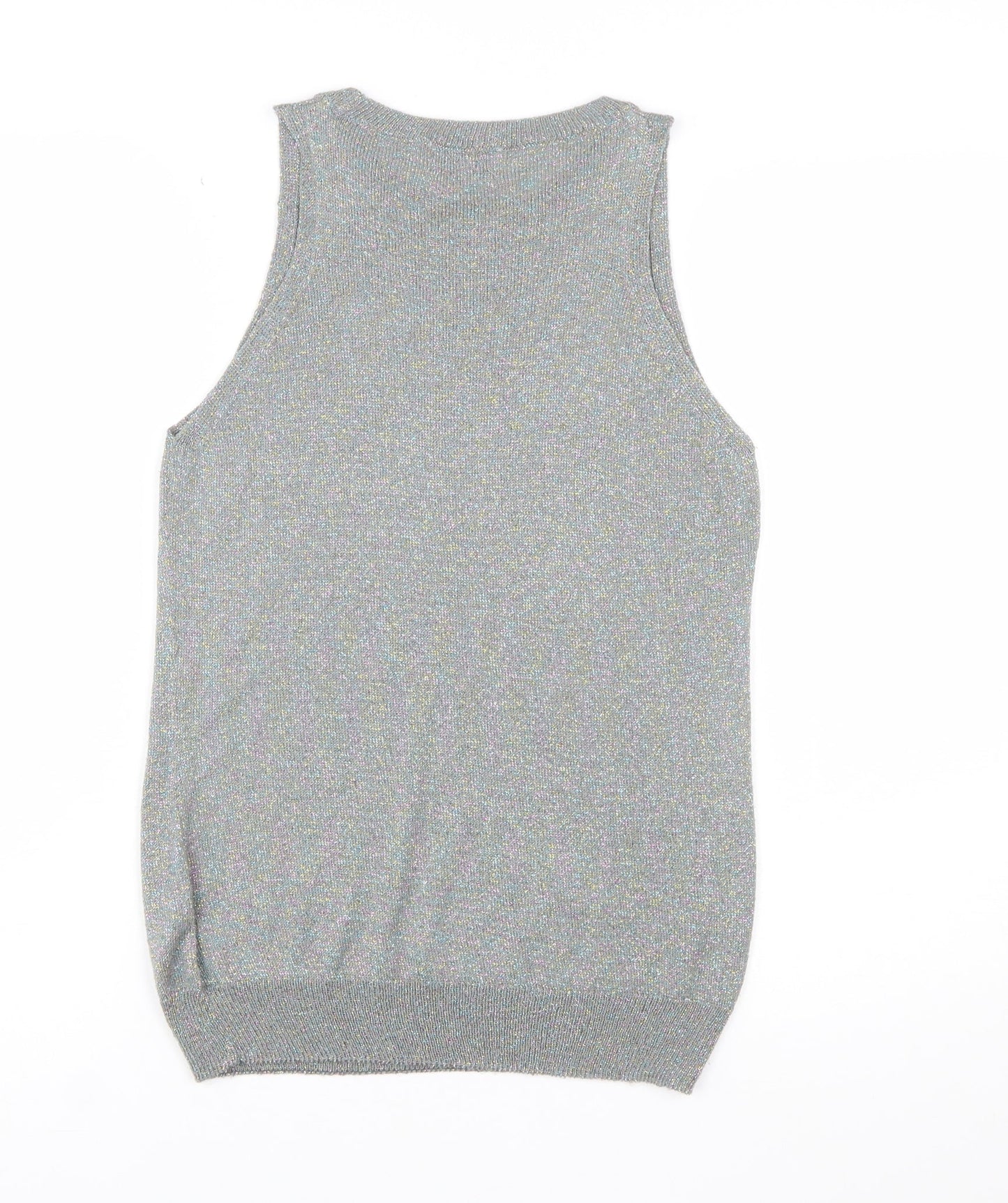 Next Women Silver Sleeveless Knit Vest Jumper Size 12
