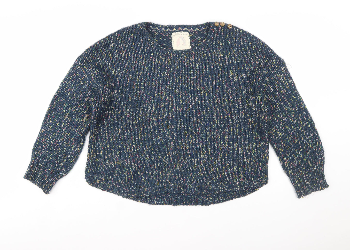 Mantaray Women’s Blue Chunky Knit Crew Neck Pullover Jumper Size 20