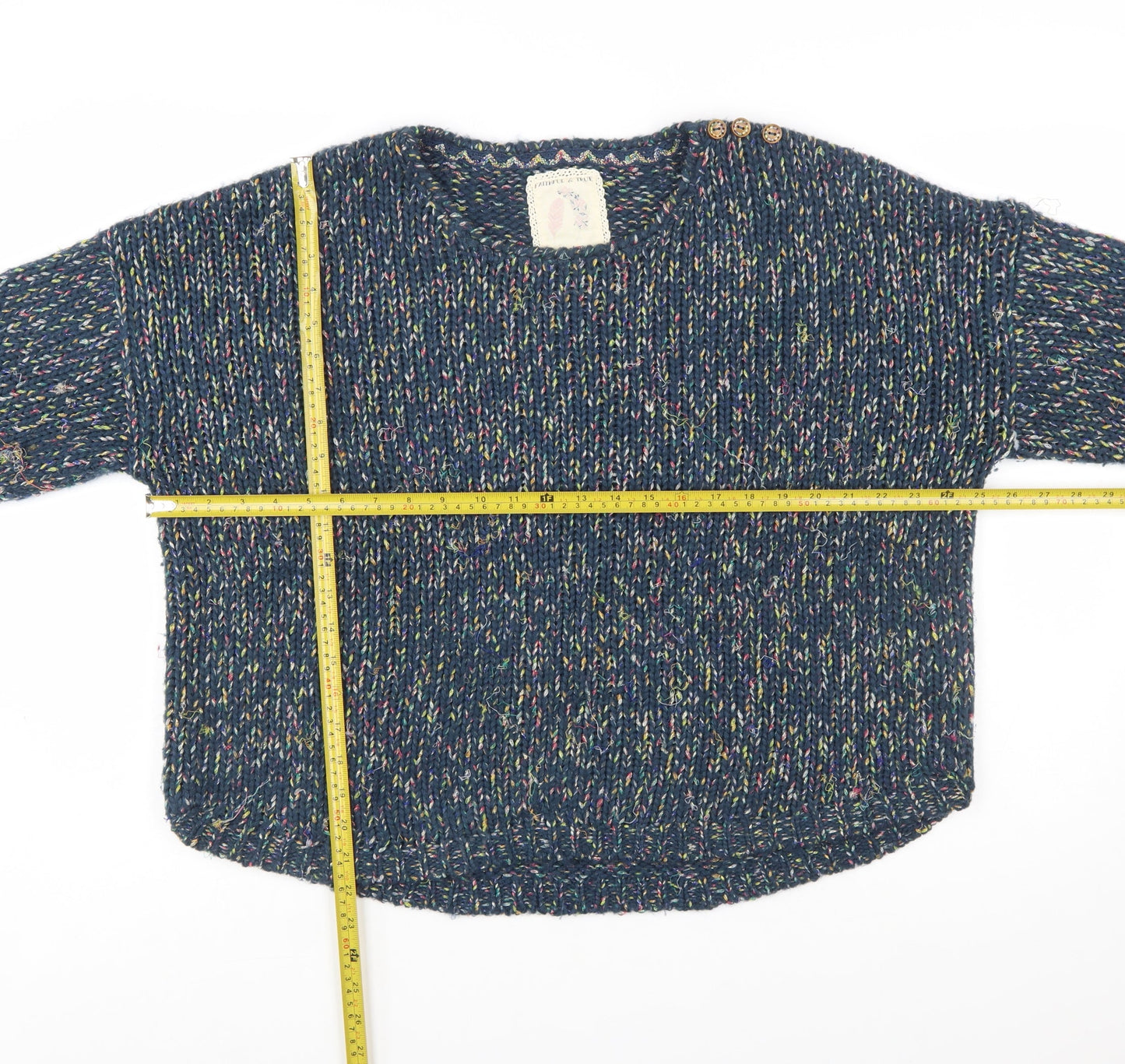 Mantaray Women’s Blue Chunky Knit Crew Neck Pullover Jumper Size 20