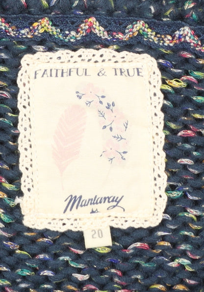 Mantaray Women’s Blue Chunky Knit Crew Neck Pullover Jumper Size 20