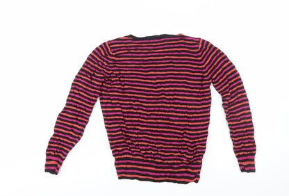 Marks and Spencer Women’s Multicoloured Striped Acrylic Jumper UK 12