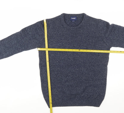 Pull&Bear Men's Blue Knit Crew Neck Jumper Size M