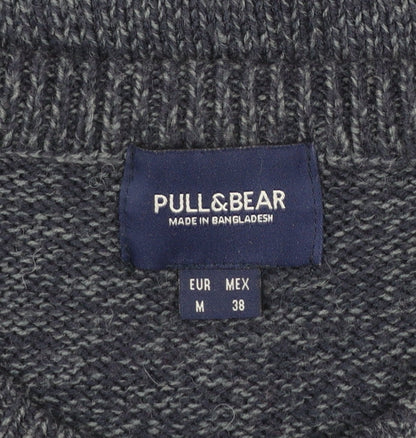 Pull&Bear Men's Blue Knit Crew Neck Jumper Size M