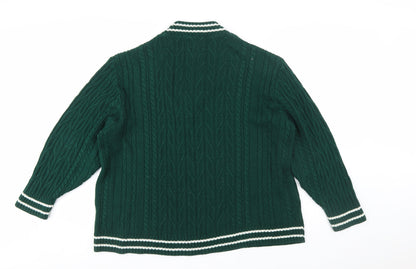 ASOS DESIGN Women's Green Cable-Knit V-Neck Jumper Size S