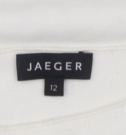 Jaeger Women's Ivory 3/4 Sleeve Ruffle Blouse Size 12