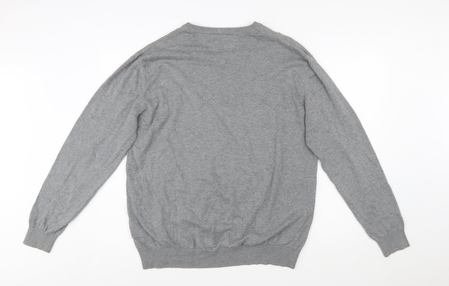 Lacoste Men's Grey Wool V-Neck Jumper XL Classic Knitwear