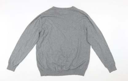 Lacoste Men's Grey Wool V-Neck Jumper XL Classic Knitwear