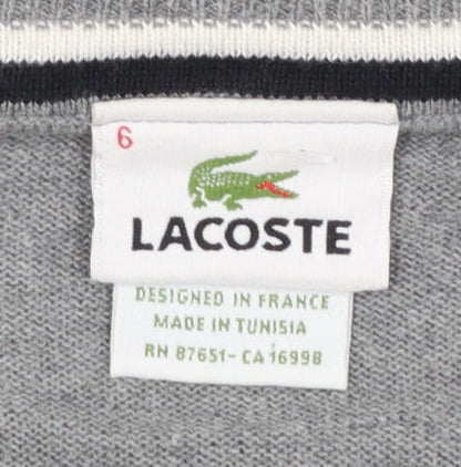Lacoste Men's Grey Wool V-Neck Jumper XL Classic Knitwear