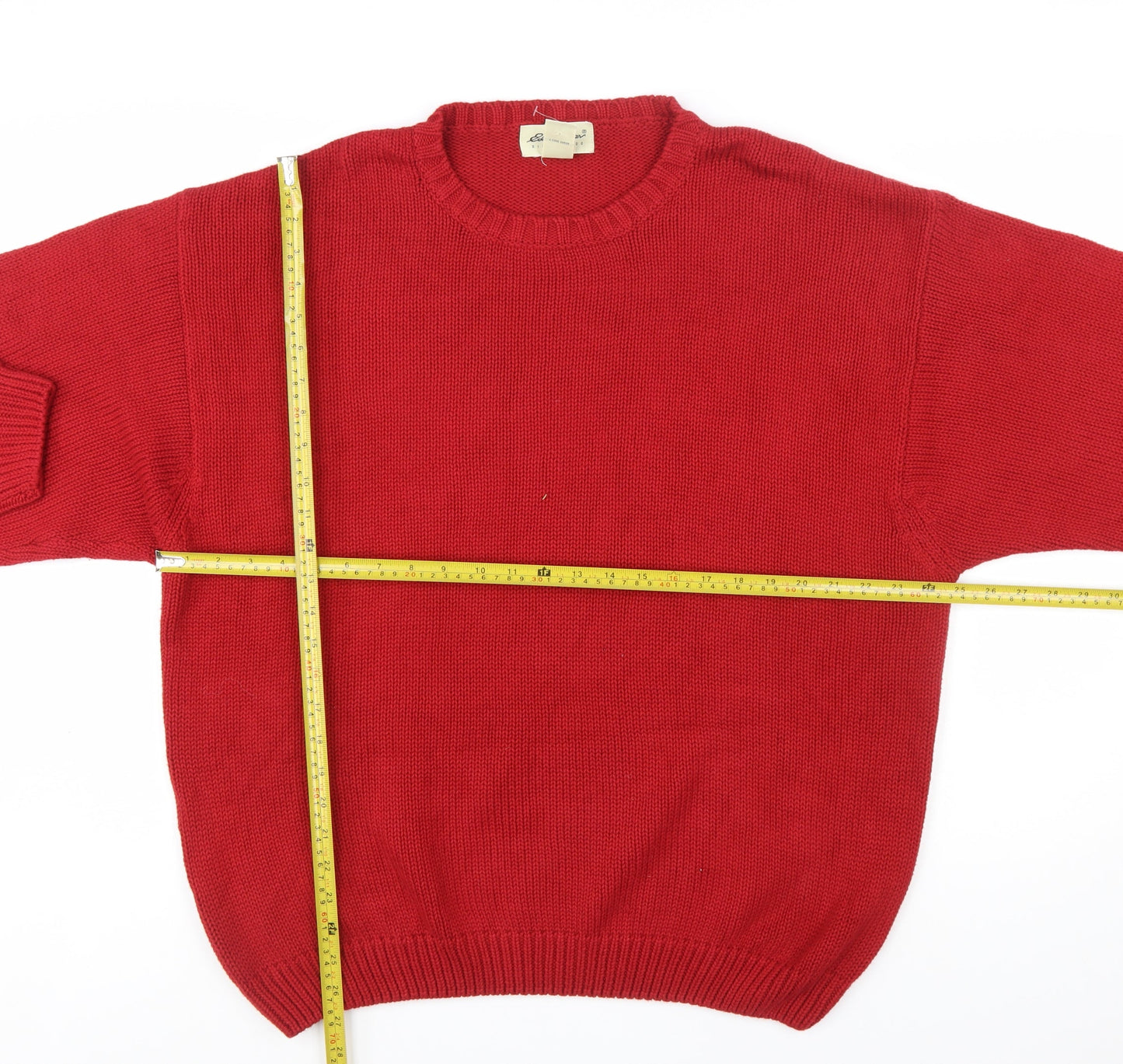 Eddie Bauer Men's Red Cotton Crew Neck Pullover Jumper Size L