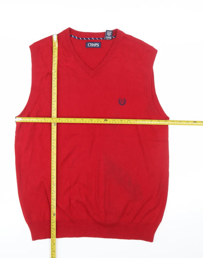 Chaps Men's Red Cotton V-Neck Sleeveless Jumper Vest M
