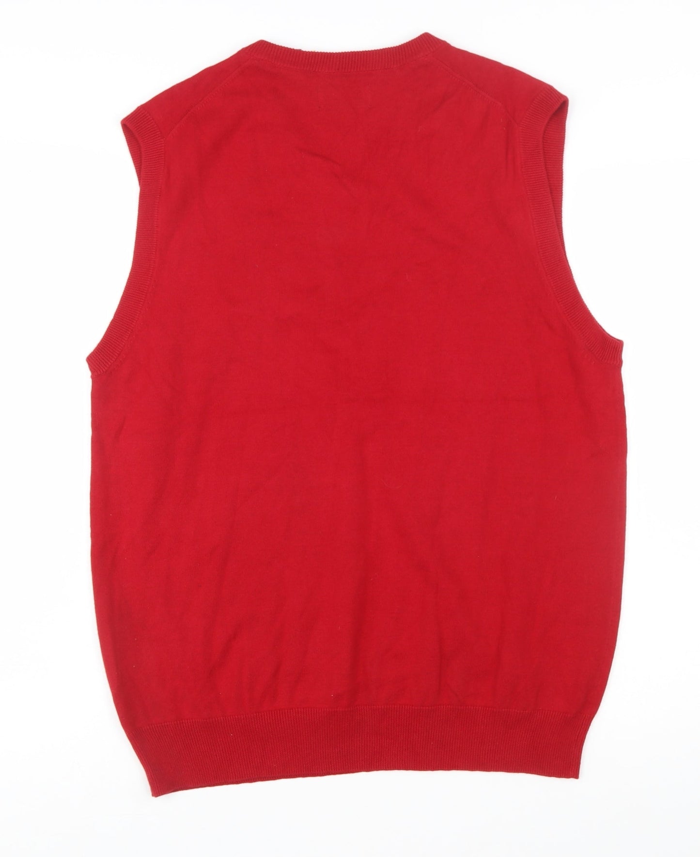Chaps Men's Red Cotton V-Neck Sleeveless Jumper Vest M