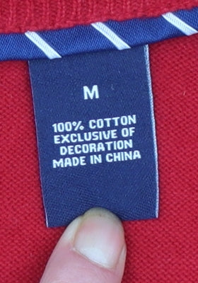 Chaps Men's Red Cotton V-Neck Sleeveless Jumper Vest M