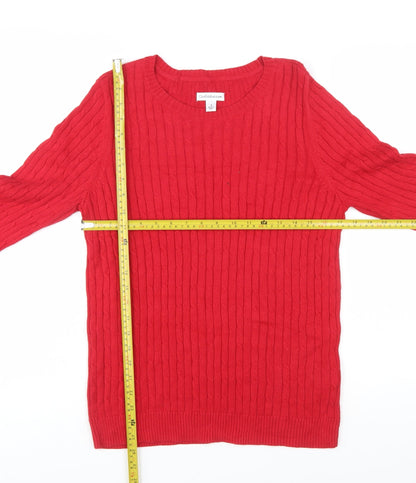 Croft & Barrow Men’s Red Cotton Cable Knit Crew Neck Jumper Size S