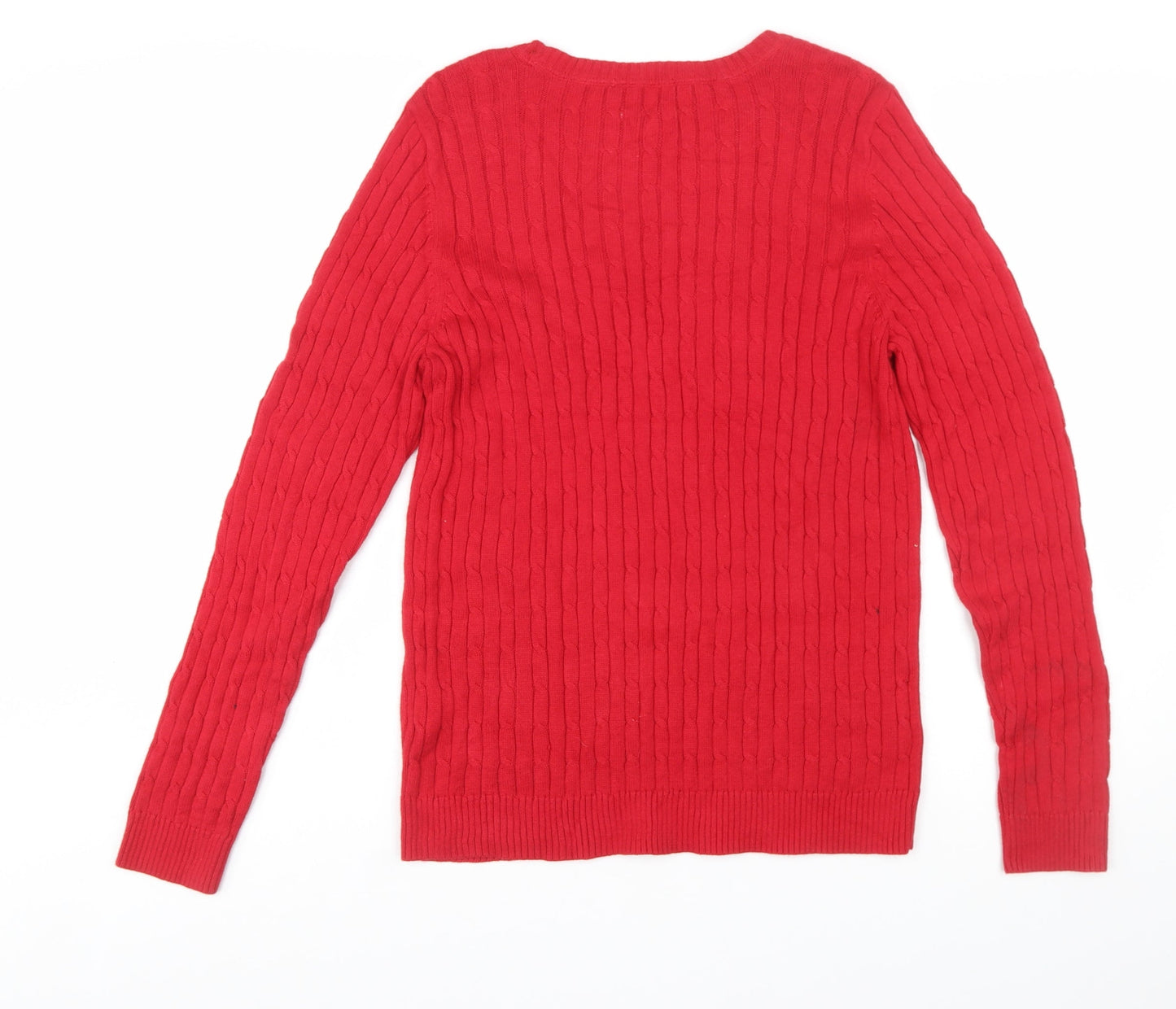 Croft & Barrow Men’s Red Cotton Cable Knit Crew Neck Jumper Size S
