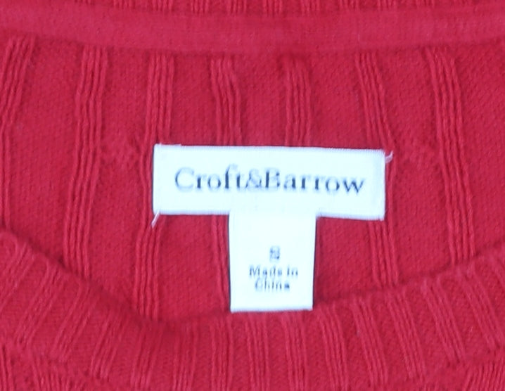 Croft & Barrow Men’s Red Cotton Cable Knit Crew Neck Jumper Size S