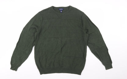 Consensus Men's Green Cotton Crew Neck Pullover Jumper Size M