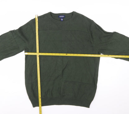 Consensus Men's Green Cotton Crew Neck Pullover Jumper Size M
