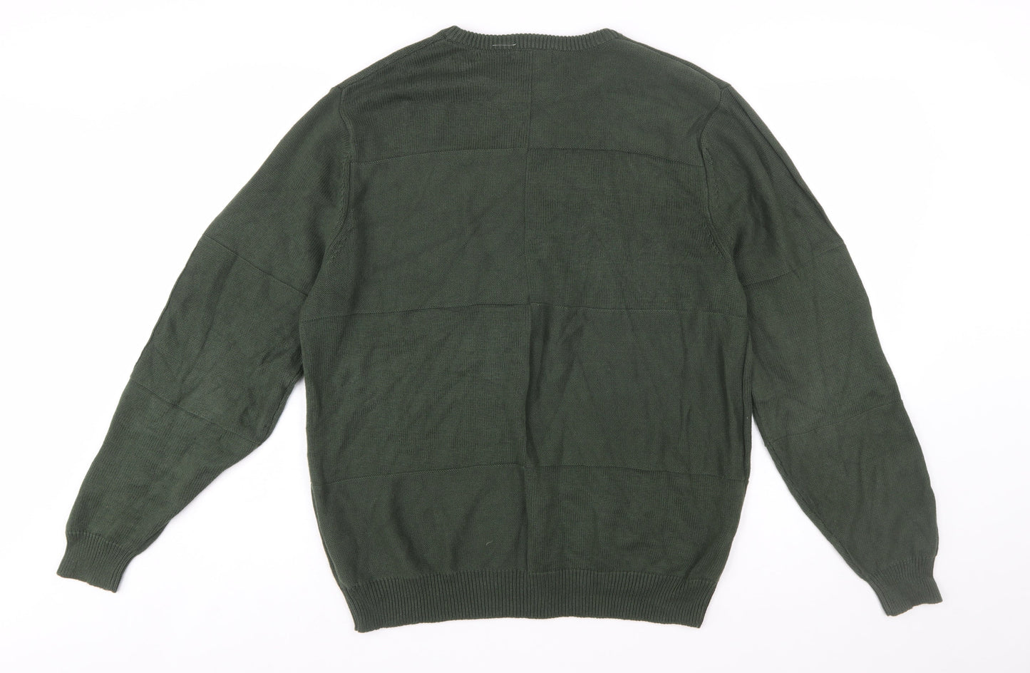 Consensus Men's Green Cotton Crew Neck Pullover Jumper Size M