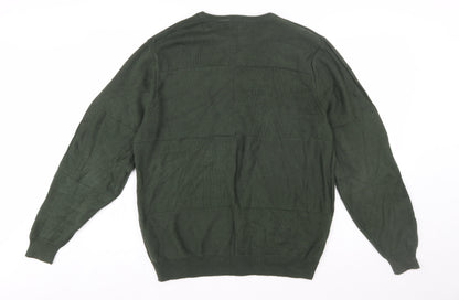 Consensus Men's Green Cotton Crew Neck Pullover Jumper Size M