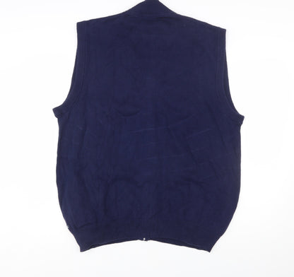Chaps Men's Blue Cotton Full Zip Sleeveless Knit Vest XL
