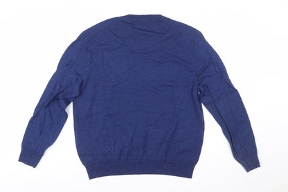Club Room Men's Blue Wool Blend V-Neck Pullover Jumper L