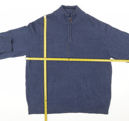 Dockers Men’s Blue Wool Blend Half Zip Jumper XL Casual Knitwear