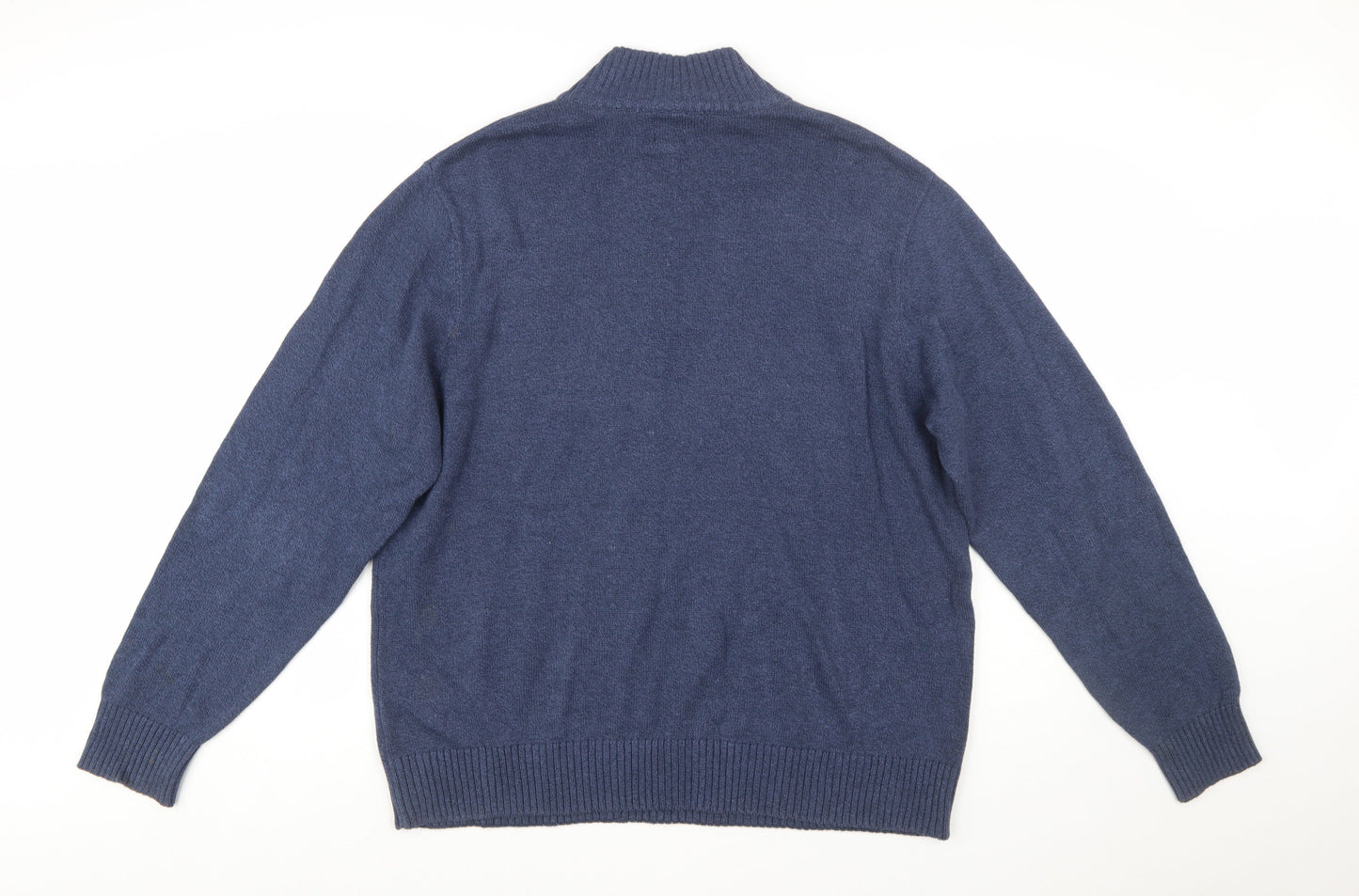 Dockers Men’s Blue Wool Blend Half Zip Jumper XL Casual Knitwear